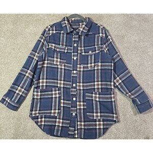Canyon Creek Heavy Flannel Shacket Shirt Jacket Pockets Long Sleeve Women's L